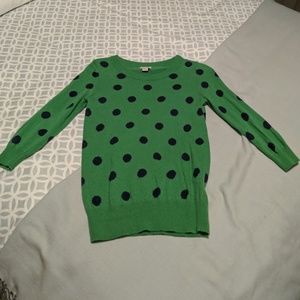 Green with navy polka dots sweater